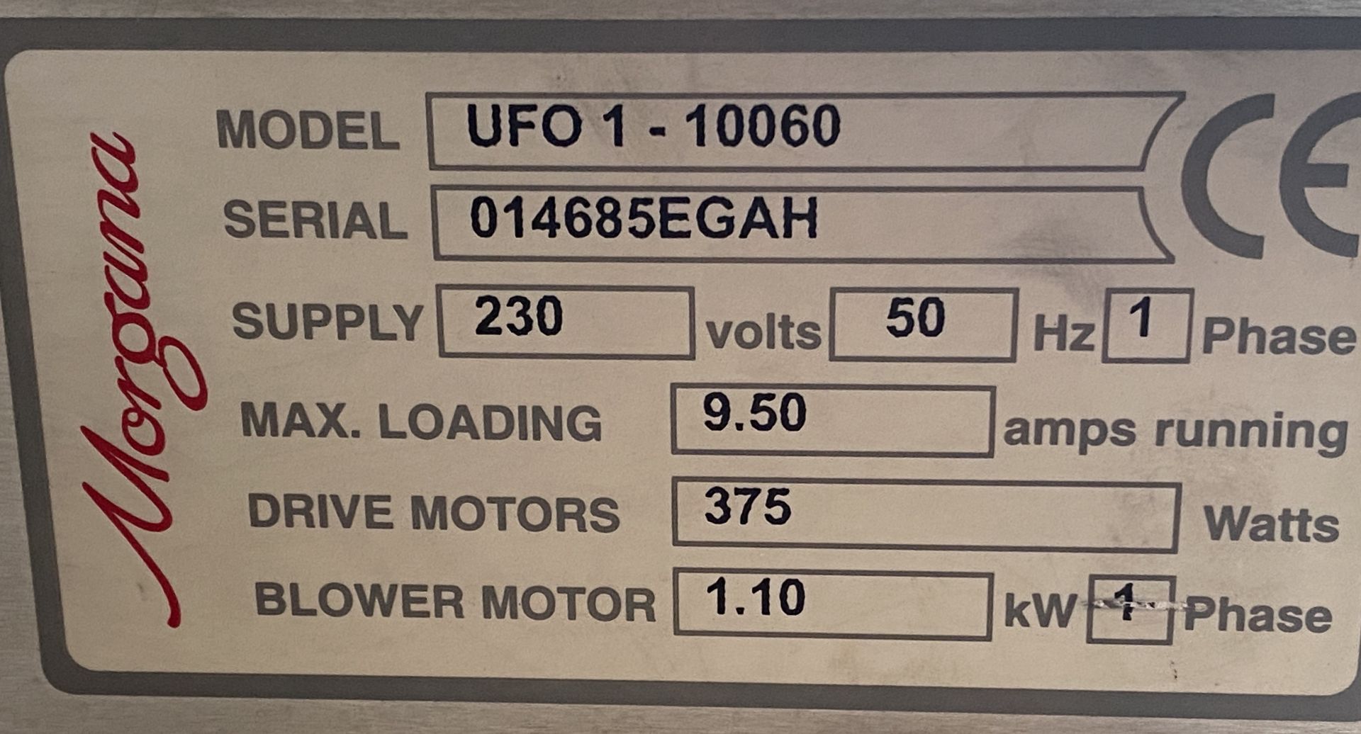 Morgana UFO1-10060 Folder, 240volts, serial number - Image 8 of 9