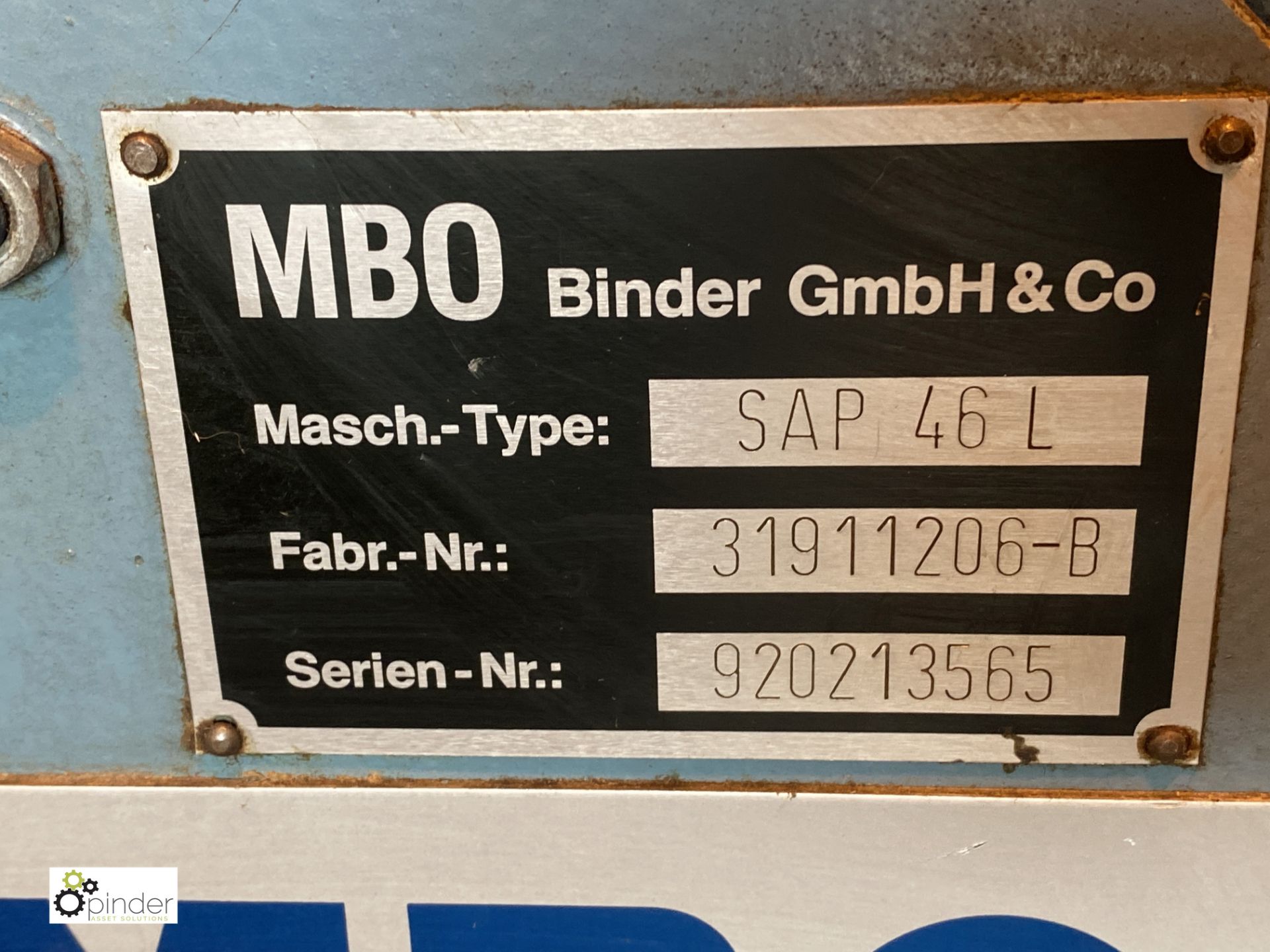 MBO SAP46L vertical Stacker Delivery Unit, 415volts, serial number 920213565 (LOCATION: Chantry - Image 5 of 7