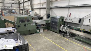 Muller Martini Bravo T Saddle Stitching Line, year 1998, 13826hours, comprising block 6 x 1555