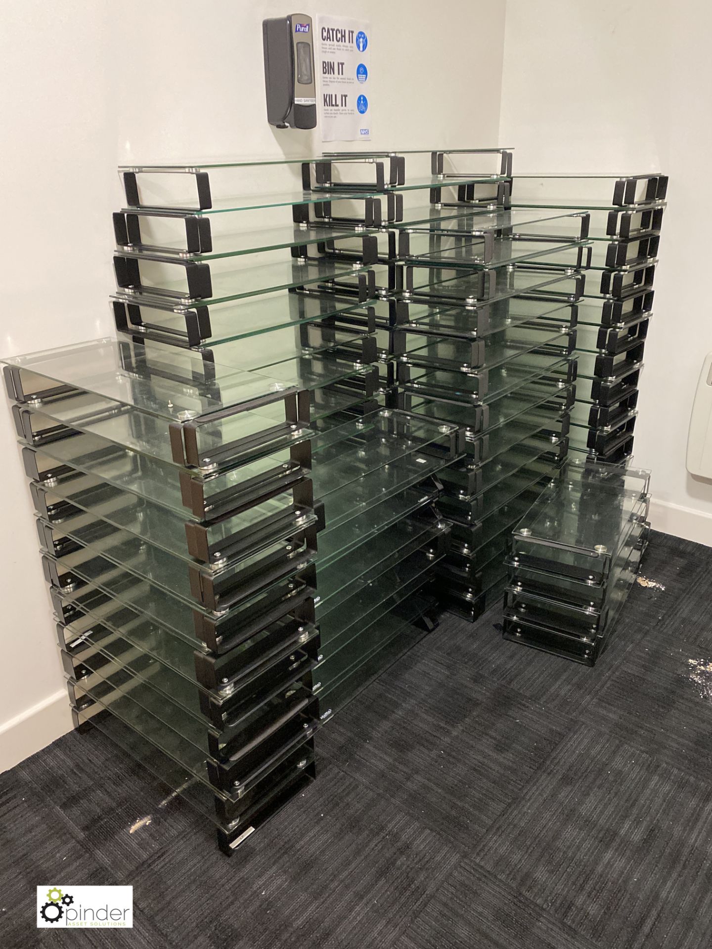 10 metal framed and glass Monitor Stands, 600mm x 260mm x 85mm (LOCATION: Bingley, in office - Image 2 of 3