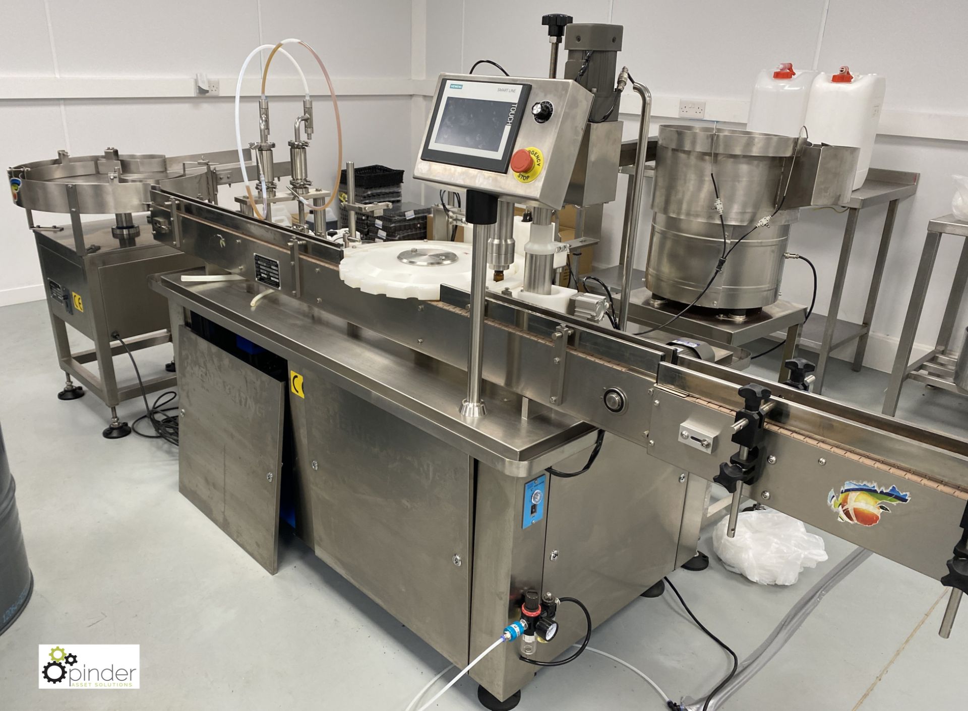 2019 Fully Automated Bottled Filling, Capping and Labelling Line, 220volts, currently used with 30ml - Image 10 of 20