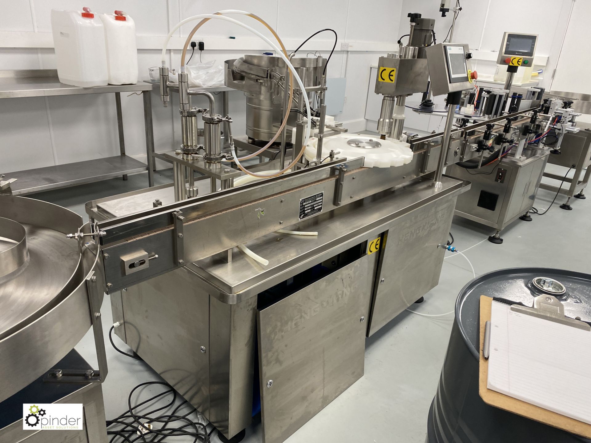 2019 Fully Automated Bottled Filling, Capping and Labelling Line, 220volts, currently used with 30ml - Image 8 of 20