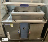 Socamel Multiserv stainless steel mobile Heated Servery with gantry heater and 2 compartments