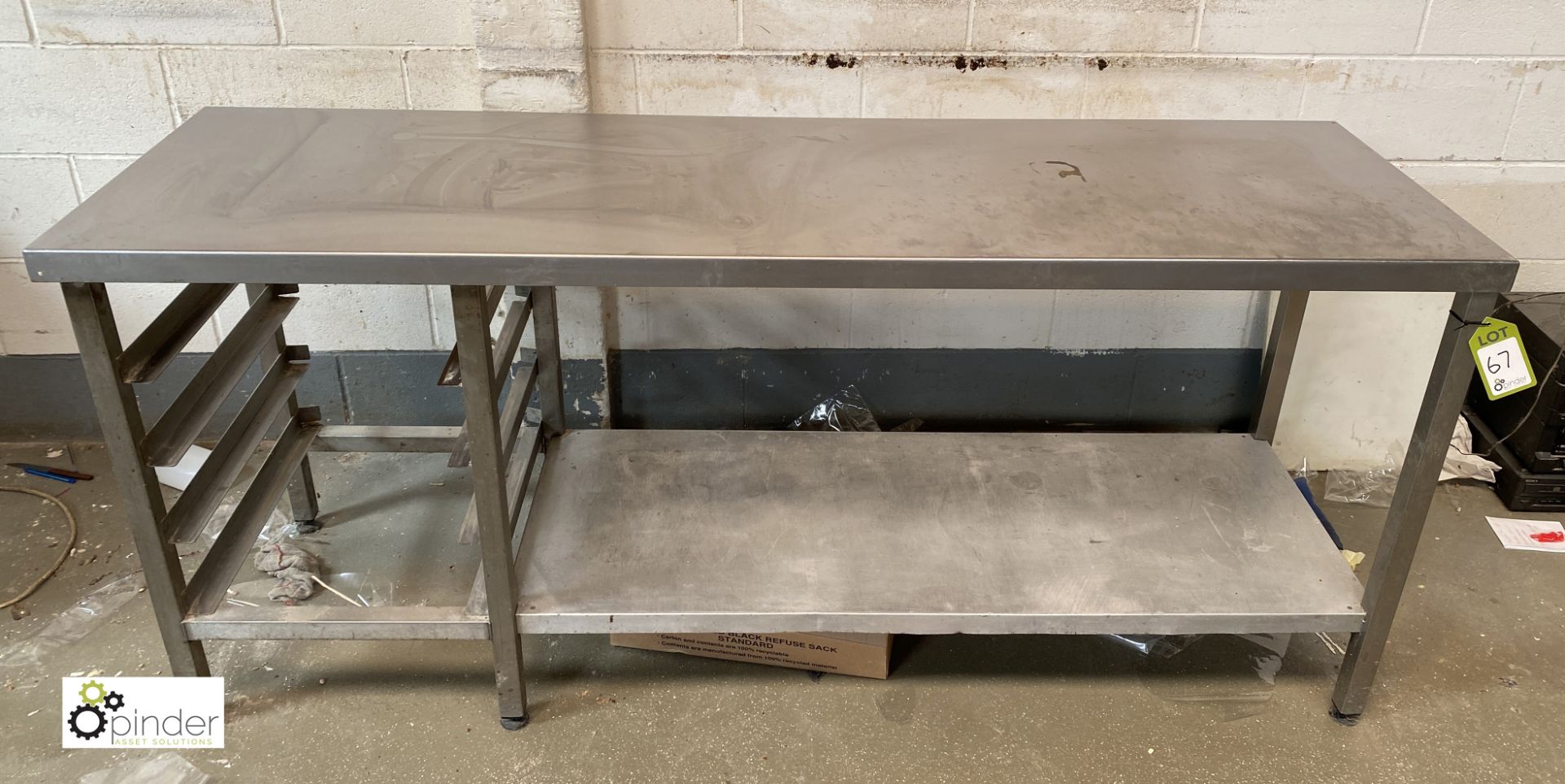 Stainless steel Preparation Table, 1980mm x 600mm x 865mm, with undershelf and tray supports ( - Image 2 of 3