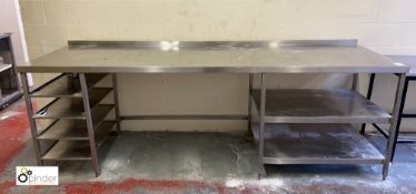 Stainless steel Preparation Table, 2800mm x 860mm x 945mm, with 2 undershelves, 4-tray shelf (