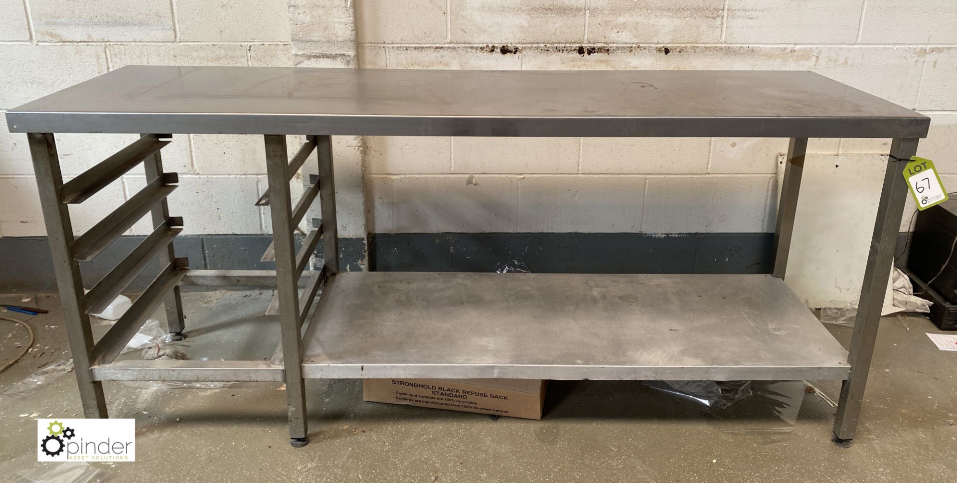 Stainless steel Preparation Table, 1980mm x 600mm x 865mm, with undershelf and tray supports (