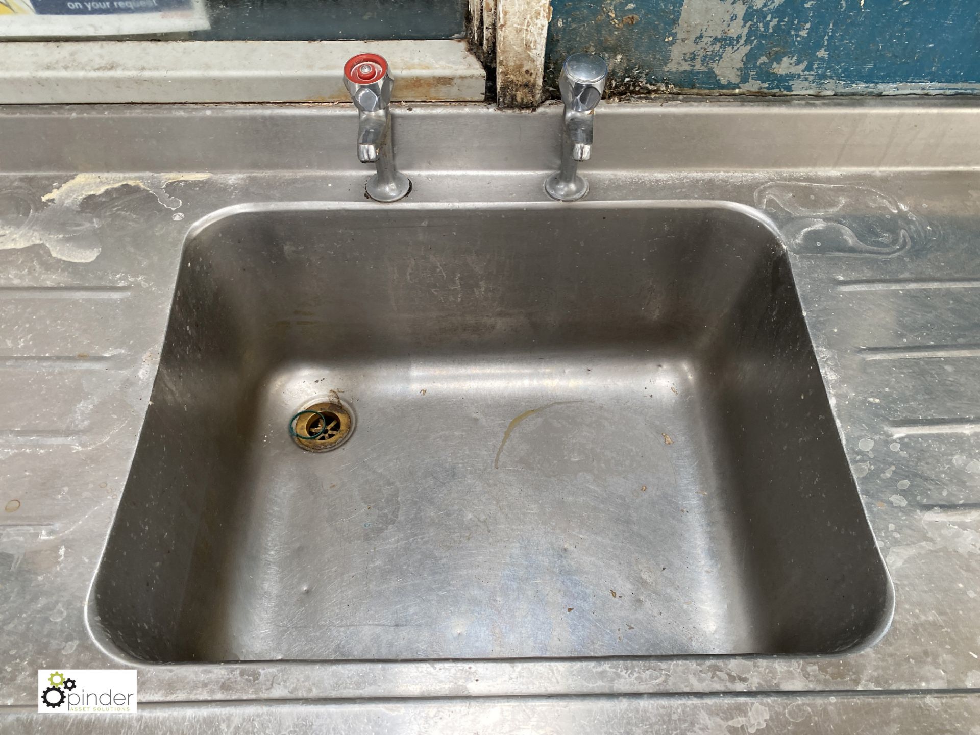 Stainless steel single bowl Sink, 1750mm x 600mm x 860mm, with left hand and right hand drainers ( - Image 3 of 4