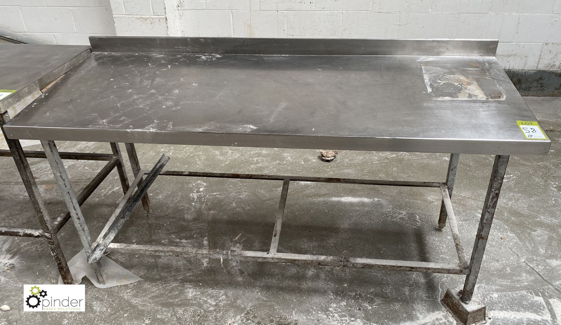 Stainless steel Preparation Table, 1800mm x 700mm x 860mm, with rear lip (located in Unit 29) - Image 2 of 3