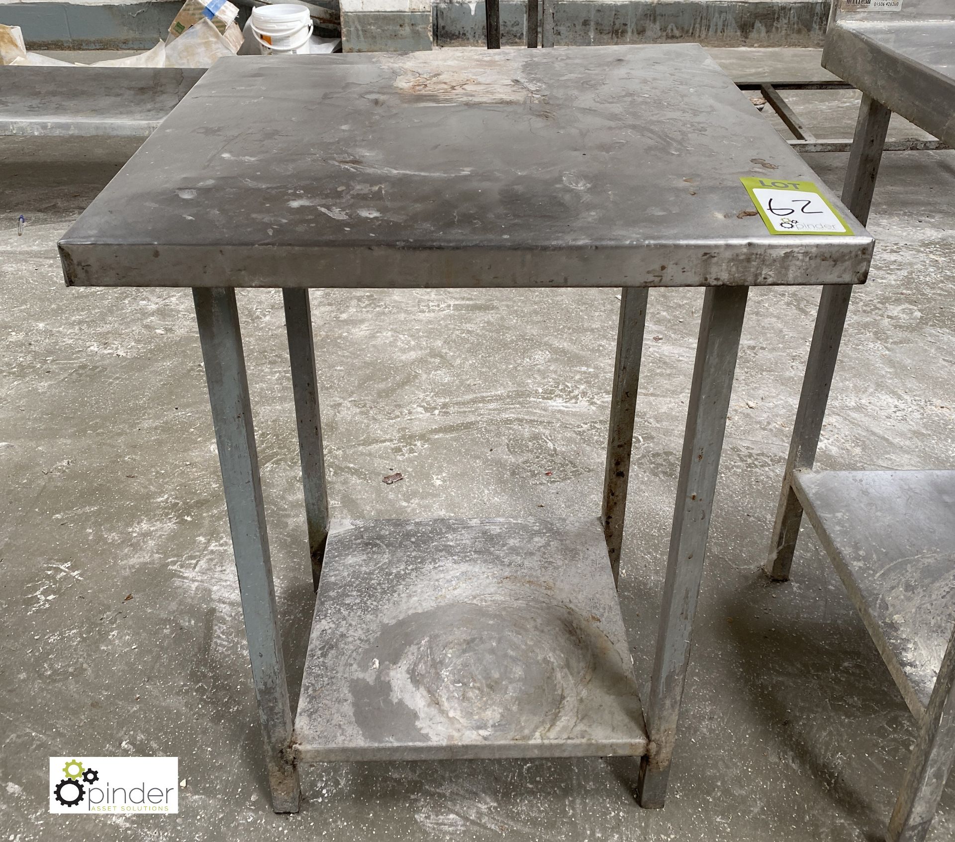 Stainless steel Preparation Table, 610mm x 610mm x 820mm, with rear lip and undershelf (located in