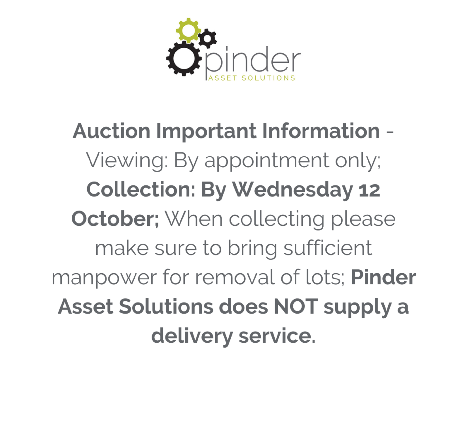 Auction Important Information - Viewing: By appoin