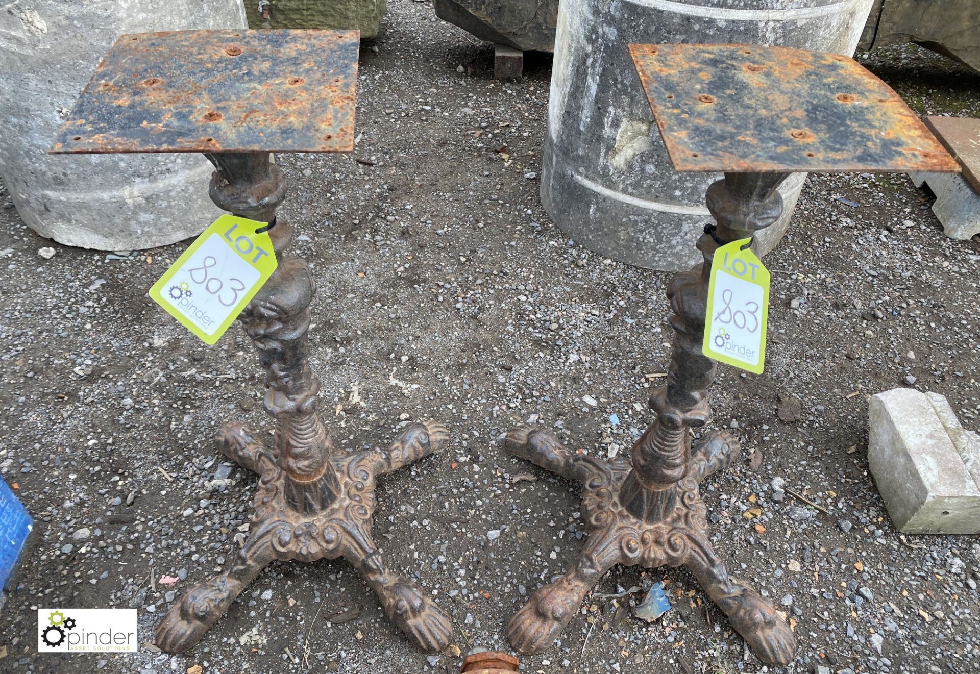 A pair Victorian style cast iron Pub Table Bases, 25in high x 18in x 18in