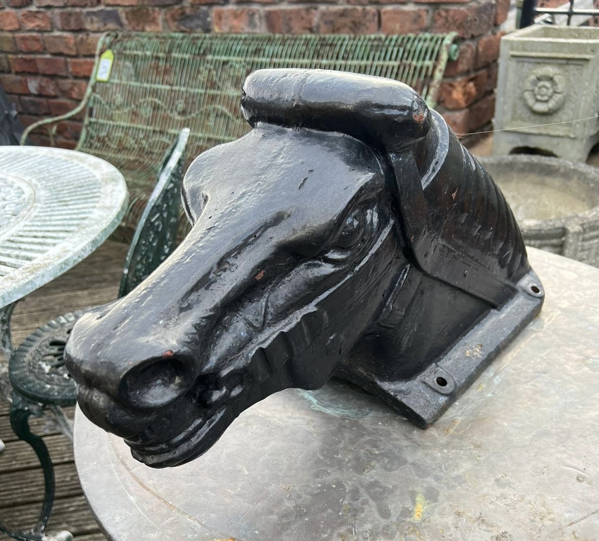 A vintage Wickstead cast iron Rocking Horse Head, 12in high x 22in long (from the famous - Bild 3 aus 8