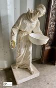 A plaster Statue of a monk with collection bowl, marked ‘St Francis of Assisi’, circa 1880s, 30in