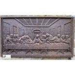 A cast iron Wall Plaque, depicting The Last Supper, circa 1900s, 14in high x 26in wide