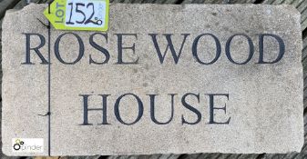 A Yorkshire Stone carved Name Plaque ‘Rose Wood House’, 12in x 23in