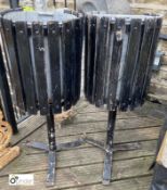 A pair vintage cast iron and wood Waste Paper Bins, from Burtons Tailors Factory, Burmantofts,