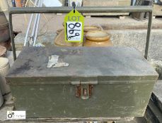 A vintage metal Army Toolbox, 7in high x 8in wide x 18in long