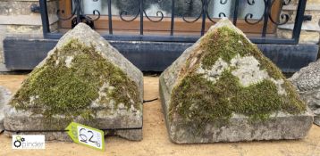 A pair original Georgian Yorkshire Gritstone Pier Caps, with rustic design, 15in x 15in x 12in high