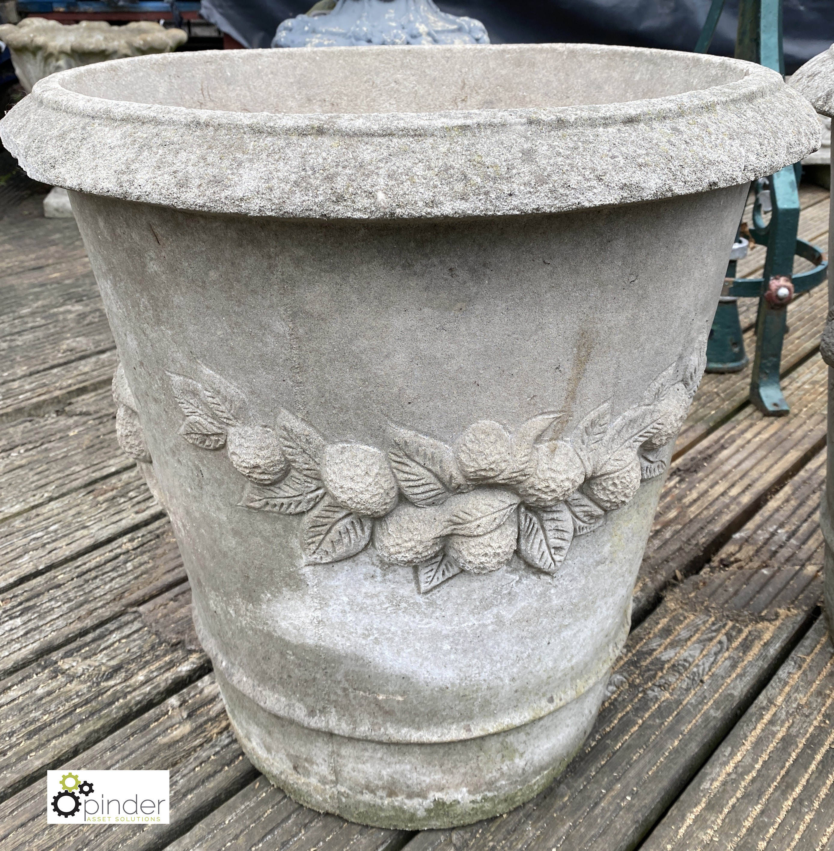 A pair large reconstituted stone Orange/Lemon Tree Pots, with fruit decoration, 22in high x 21in - Image 3 of 8