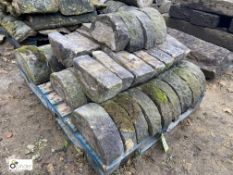 A pallet reclaimed Victorian Yorkshire Stone bullnosed Copings, 14in wide, approx. 16.5 linear