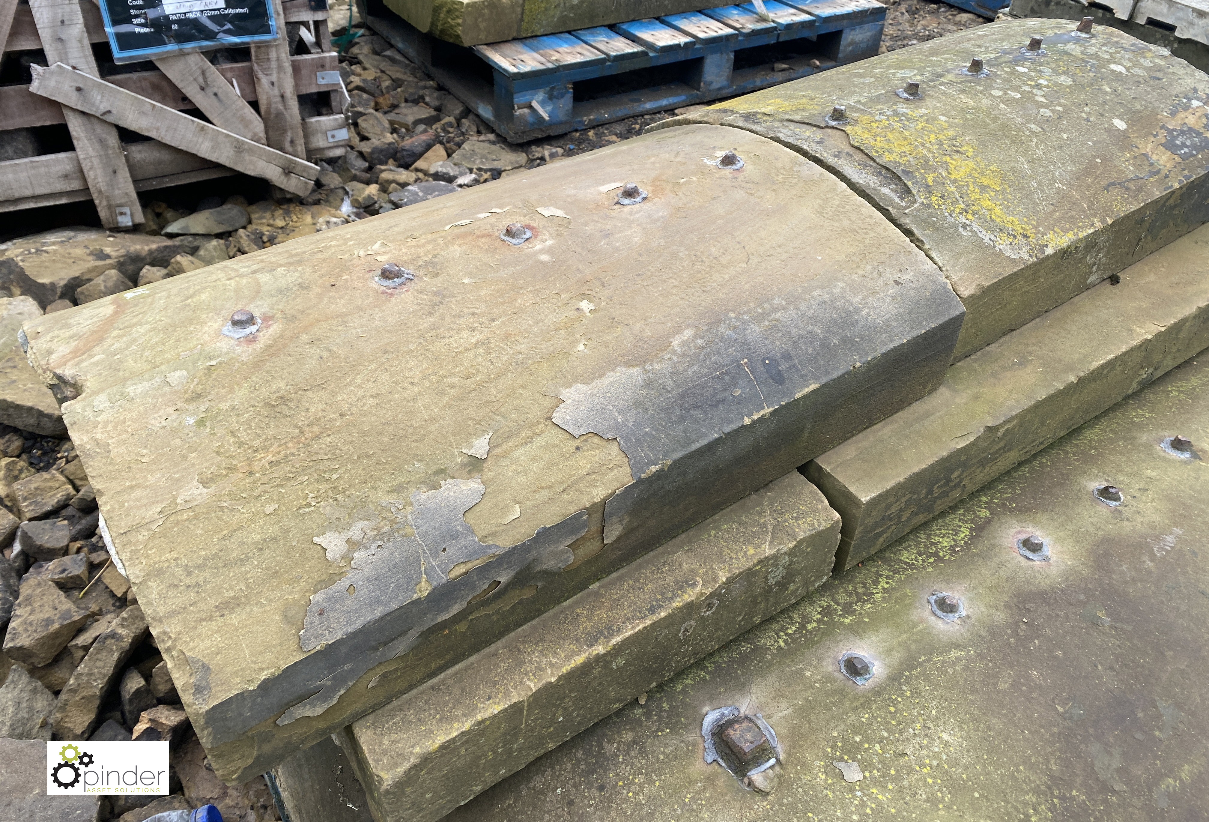 A pallet reclaimed Yorkshire Stone hog back Coping, 18in wide, approx. 15.8 linear feet (matching - Image 5 of 6