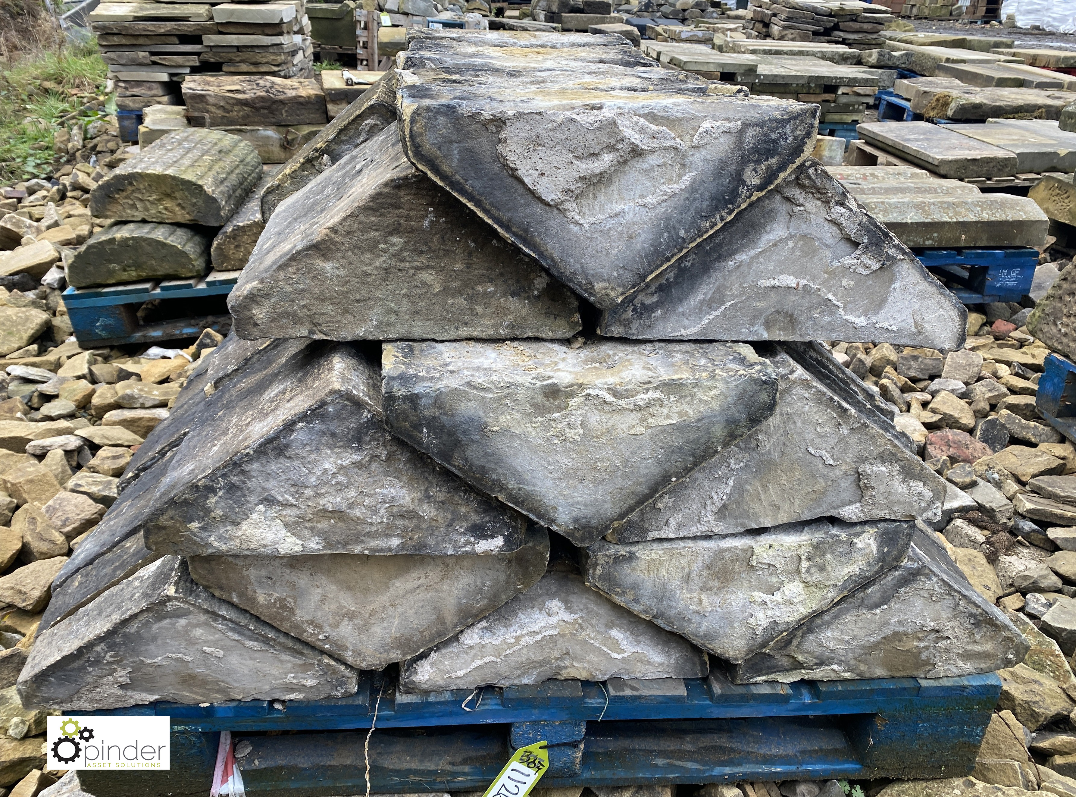 A pallet reclaimed Victorian Yorkshire Stone triangular Wall Coping, 16in wide, approx. 36 linear - Image 2 of 5