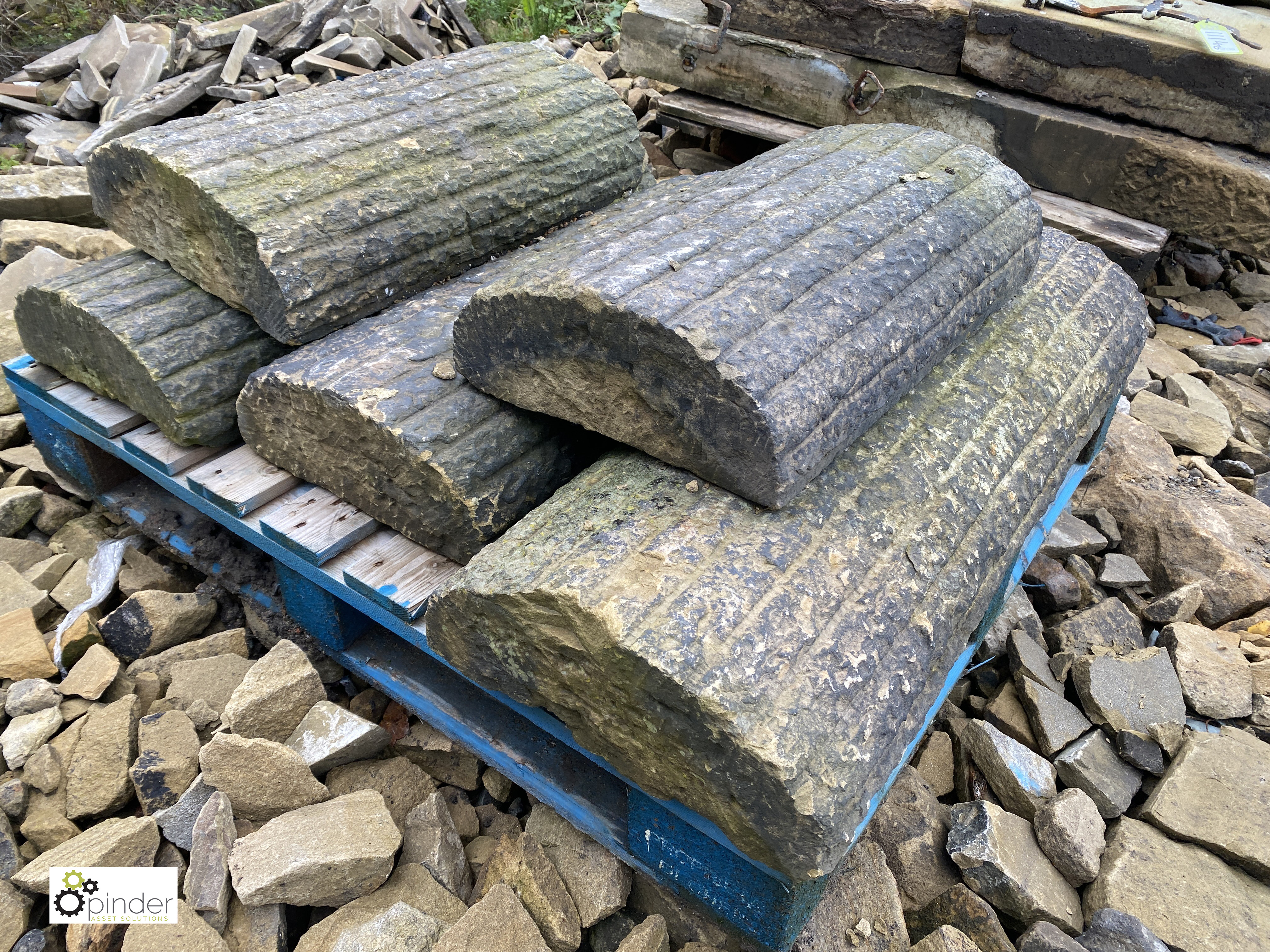 A pallet 5 reclaimed Georgian Yorkshire Stone hog back Coping, 15in wide, approx. 14.8 linear - Image 3 of 5