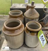 4 stoneware salt glazed Jars, circa 1900s