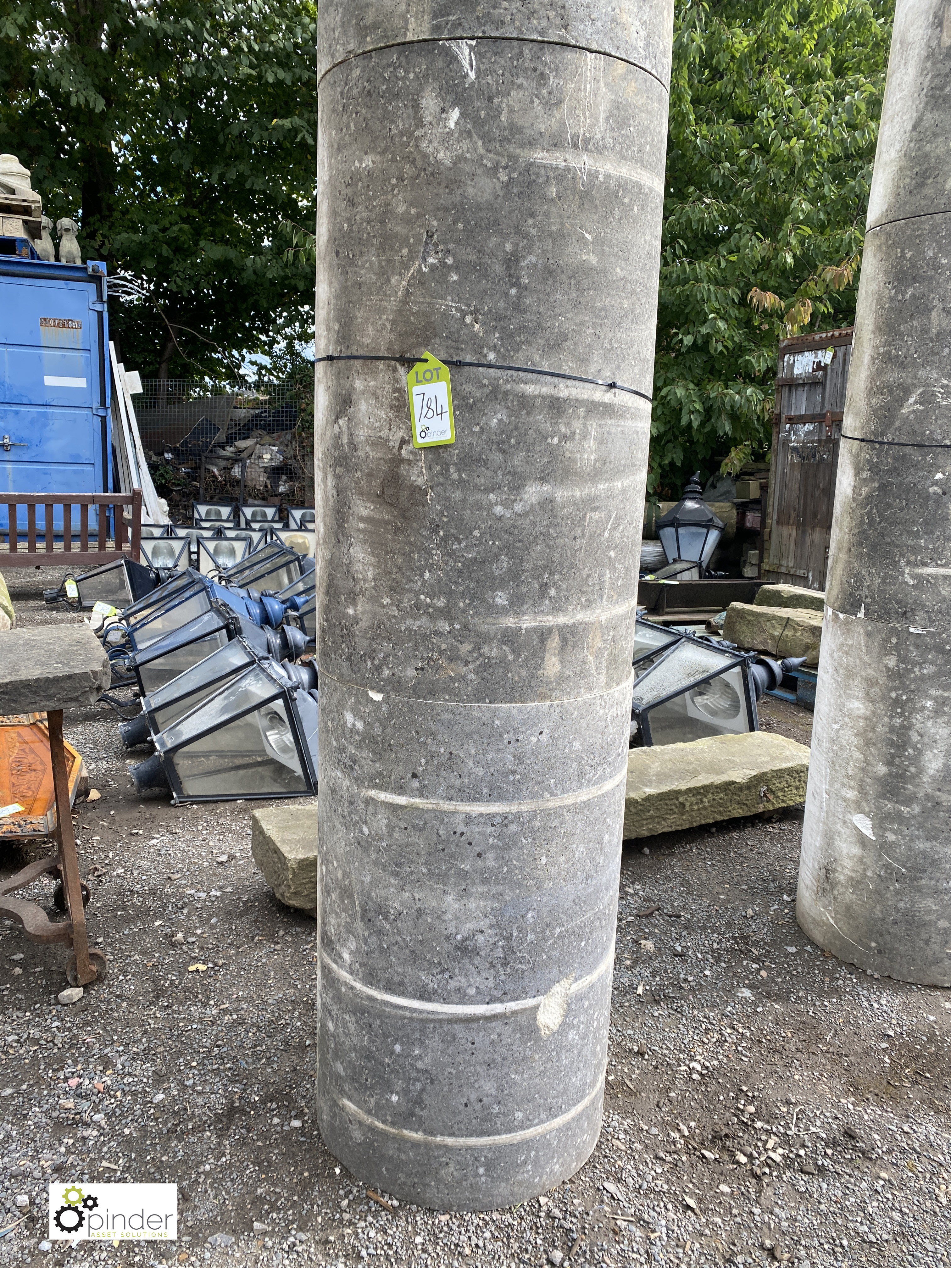 A pair Portland Stone 3-piece Columns, 100in high x 22in diameter (paired with lot 787) - Image 5 of 7