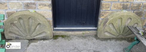 A pair Victorian Yorkshire Stone half round fluted decorative Wall Panels, 24in high x 36in wide