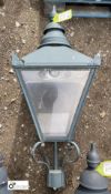 A single green Victorian style Lantern, with spider, 40in high x 16in x 16in