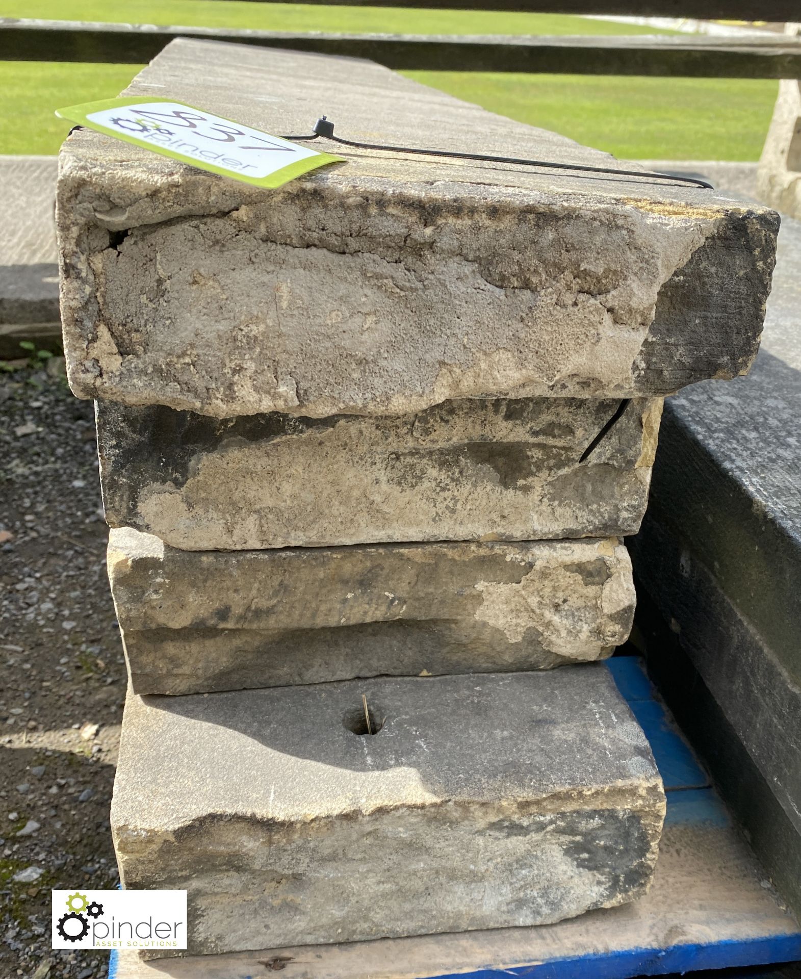 4 lengths original Victorian Yorkshire Stone Coping, 2.5in high x 14in wide x approx. 14ft total - Image 2 of 4