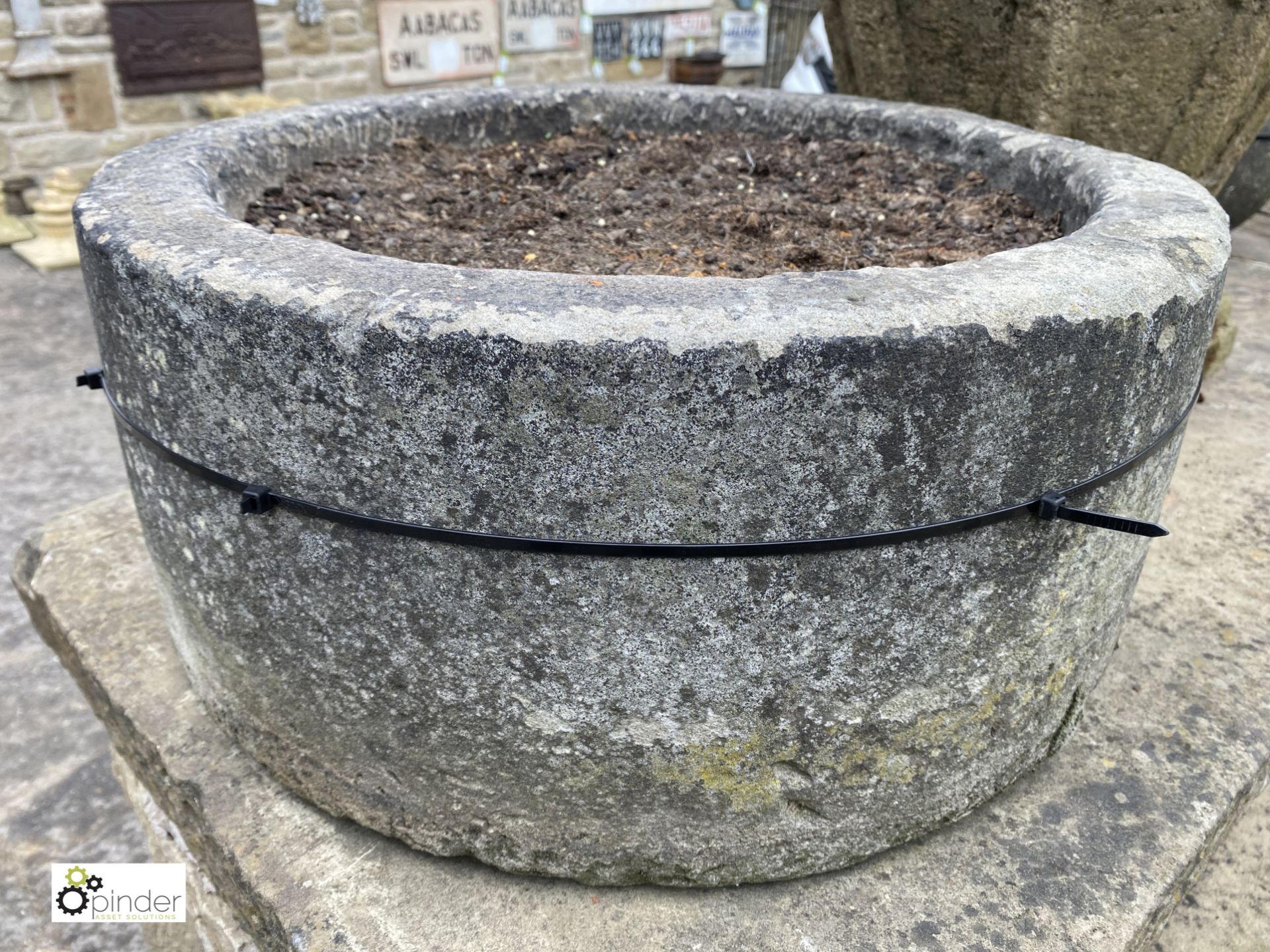 An original antique round Yorkshire Stone Planter, 9in high x 20in diameter - Image 3 of 4