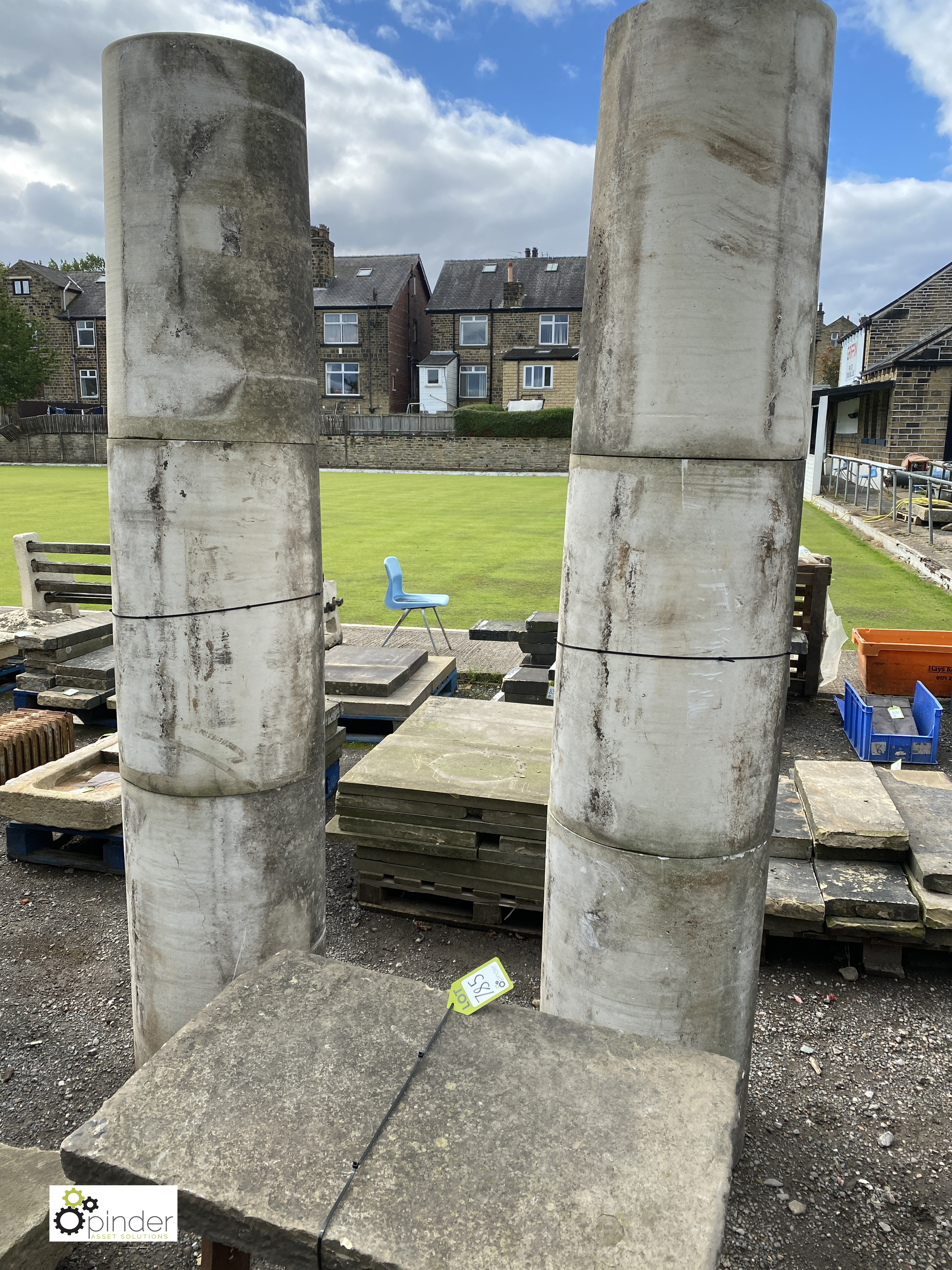 A pair Portland Stone 3-piece Columns, 100in high x 22in diameter (paired with lot 787) - Image 6 of 7