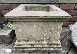 A hand carved Yorkshire Gritstone Bay Tree Planter, 15in high x 20in x 20in, circa late 1900s