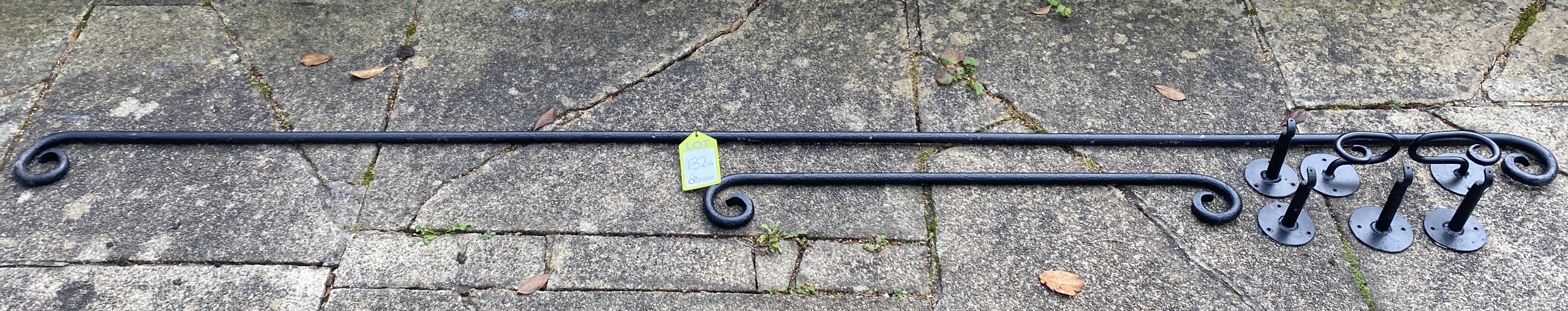 2 blacksmith forged wrought iron Curtain Pole, 1 -