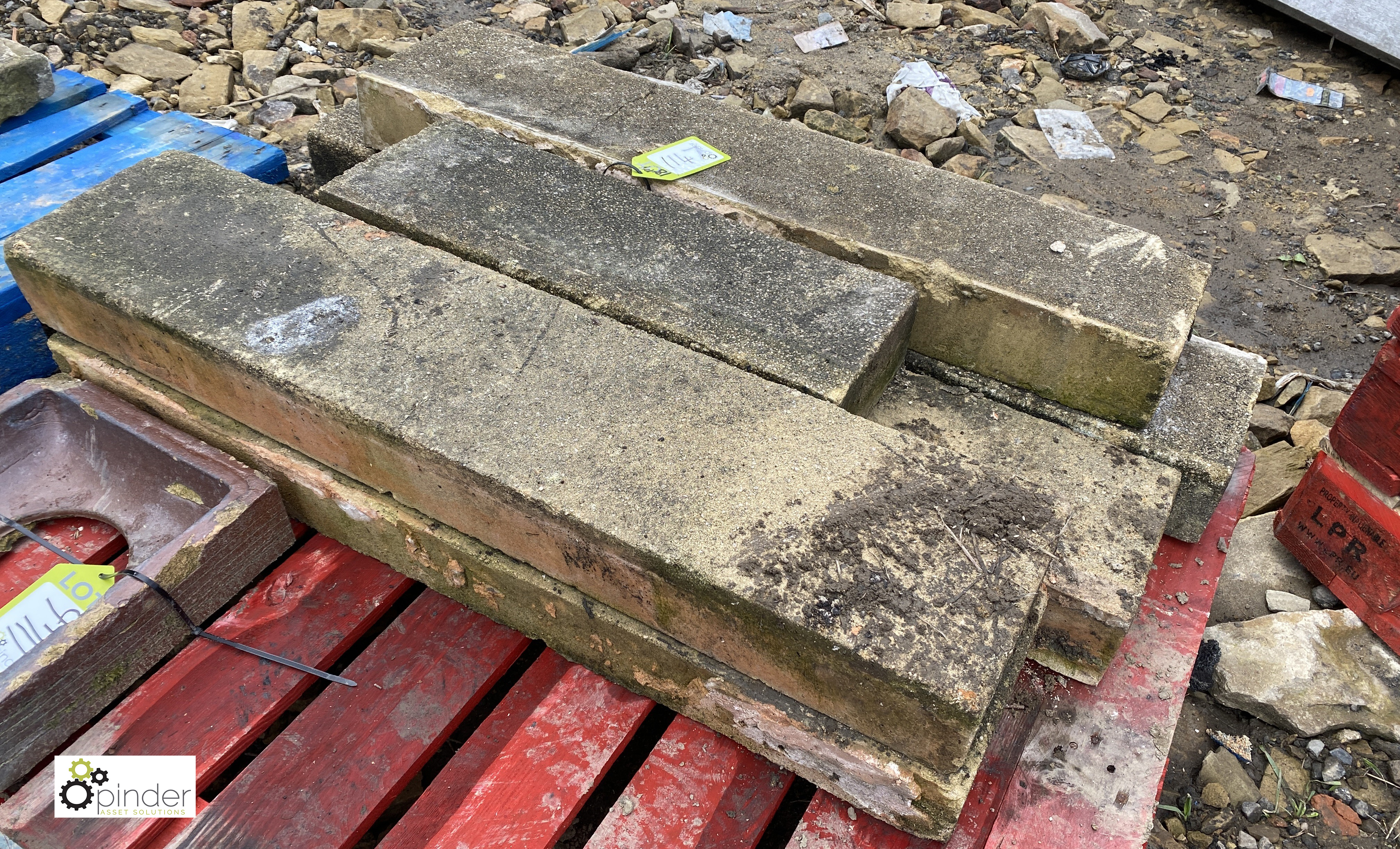 6 pieces reconstituted stone Coping, circa 1950s, 9in wide, approx. 18 linear feet (Located at