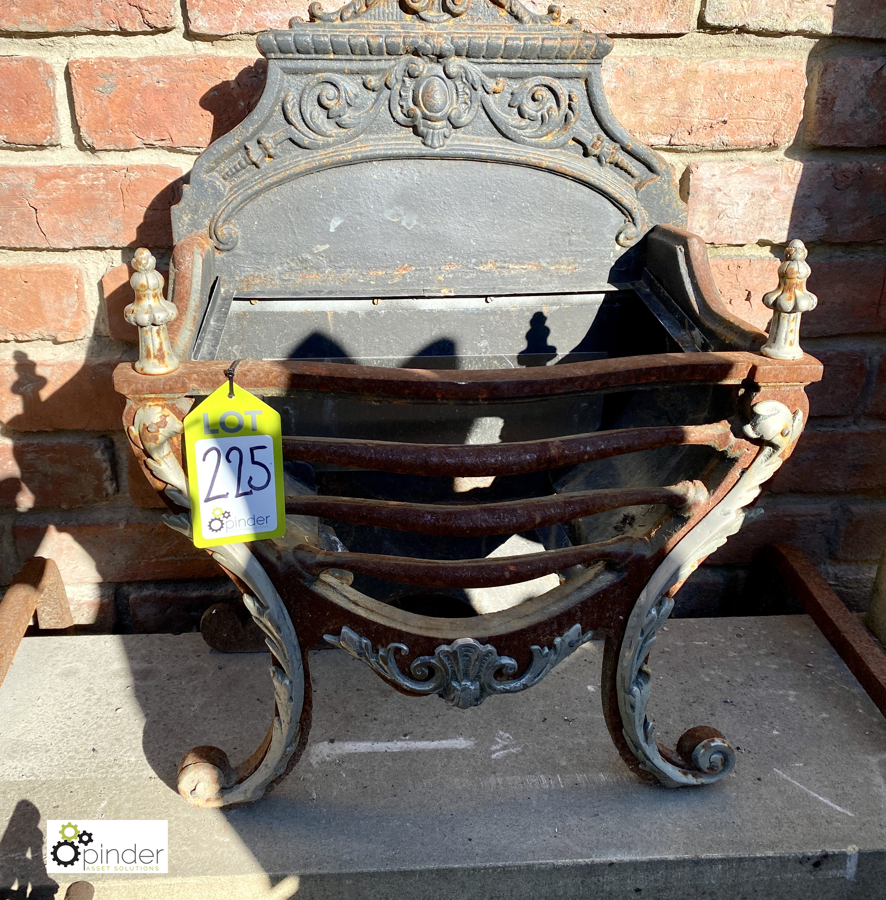 A decorative cast iron Fire Basket, circa mid 1900s, 26in high x 19in wide