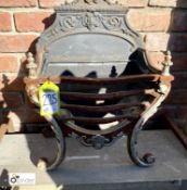 A decorative cast iron Fire Basket, circa mid 1900s, 26in high x 19in wide