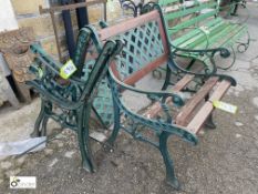 2 decorative cast iron Garden Seats, with pair bench ends, 32in high