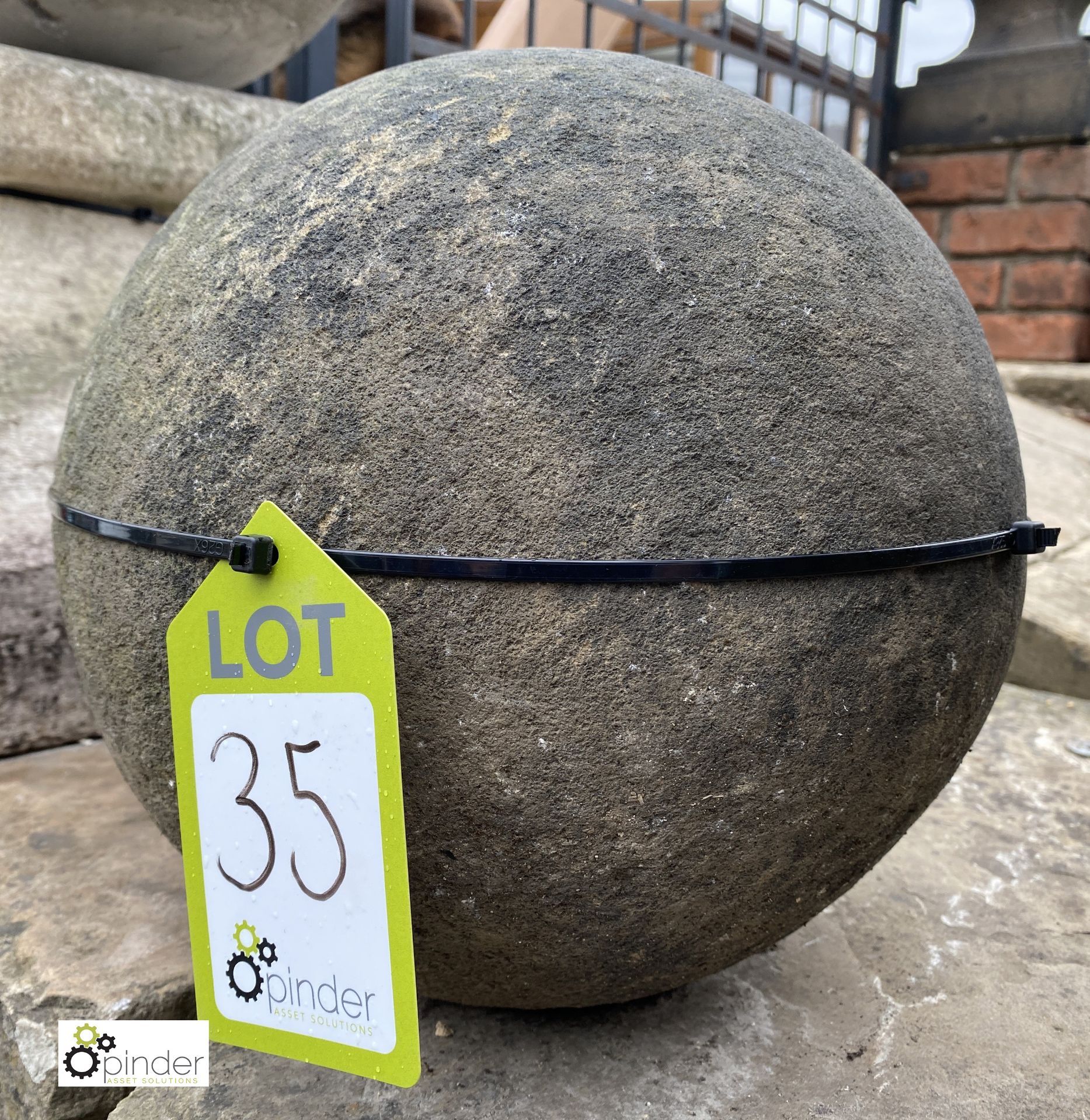 An antique carved original Yorkshire Stone Sphere, circa 1860s, 11in diameter - Image 2 of 3