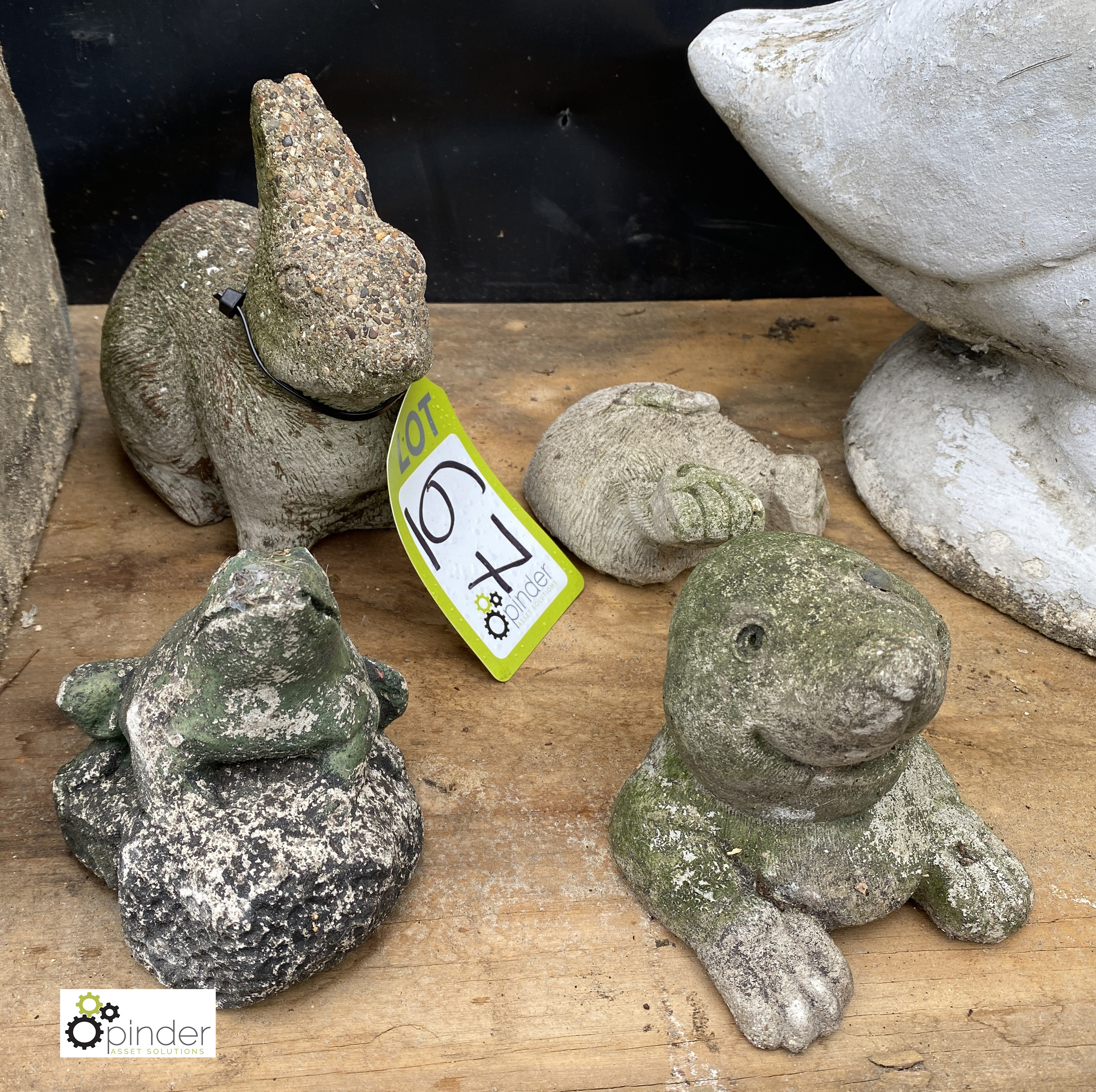 Reconstituted Stone Animals comprising rabbit, frog and mole