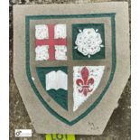 A Yorkshire Stone Coat of Arms Apprentice Piece, 11in high x 10in wide