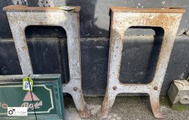 A pair Victorian industrial cast iron Bench Ends, 33in high x 16in wide