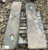 A pair Victorian Yorkshire Stone hoop top Gate Posts, 68in high x 14in wide x 7in deep (Located at