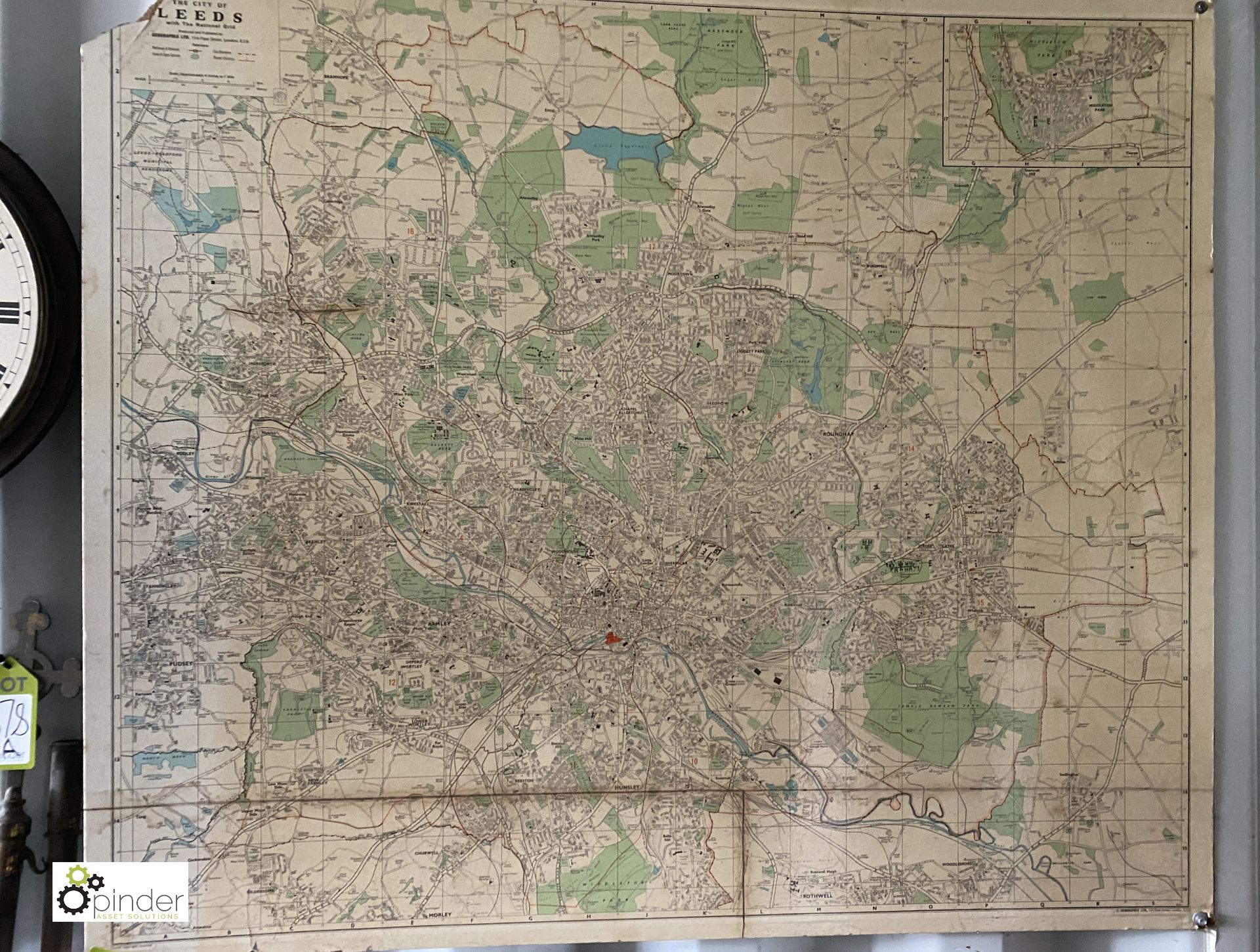 A Geographic Map of the City of Leeds, from Burtons Tailors Factory, Burmantofts, Leeds, 41in high x