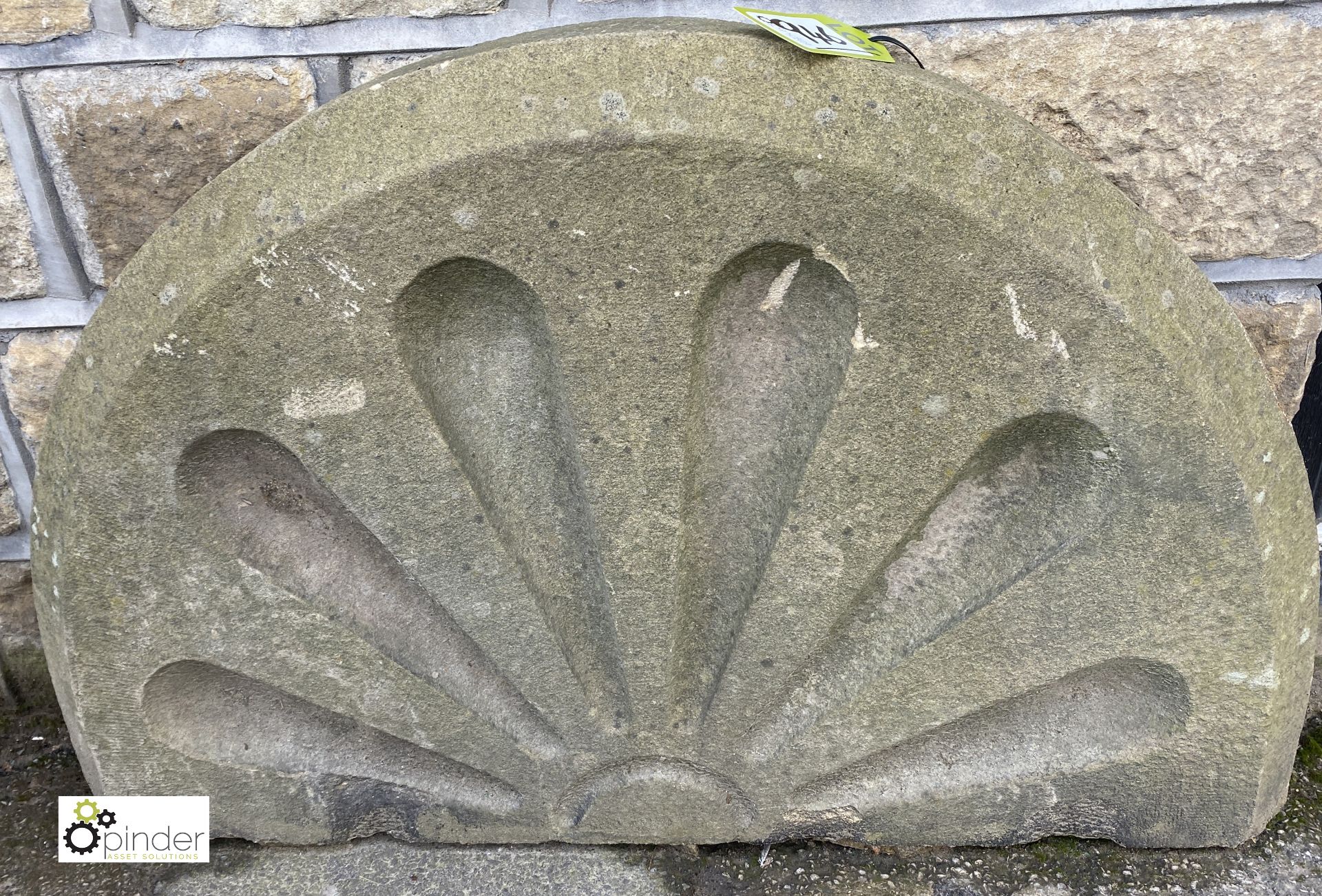 A pair Victorian Yorkshire Stone half round fluted decorative Wall Panels, 24in high x 36in wide - Image 2 of 6