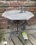 A cast alloy Sundial, on a decorative tripod stand, 22in high x 14in diameter