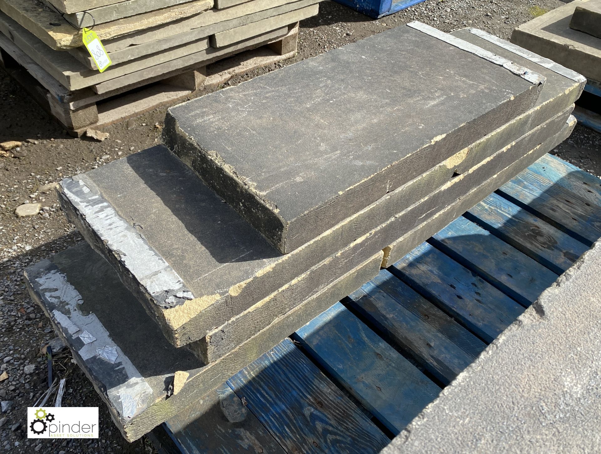 5 lengths Victorian Yorkshire Stone Coping, 3in high x 14in wide x approx. 14ft total length - Image 3 of 4