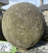 A Yorkshire Stone Ball Finial, circa 1850s, 9in diameter